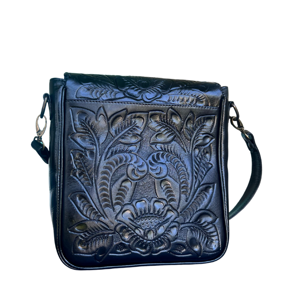 The Kimberly | Hand-Tooled Leather Messenger Bag