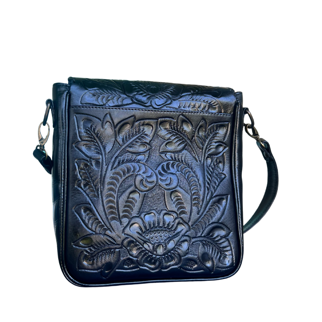 The Kimberly | Hand-Tooled Leather Messenger Bag