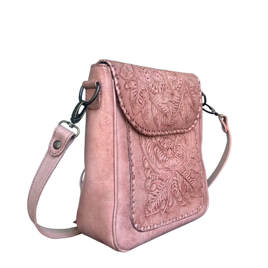 The Kimberly | Hand-Tooled Leather Messenger Bag
