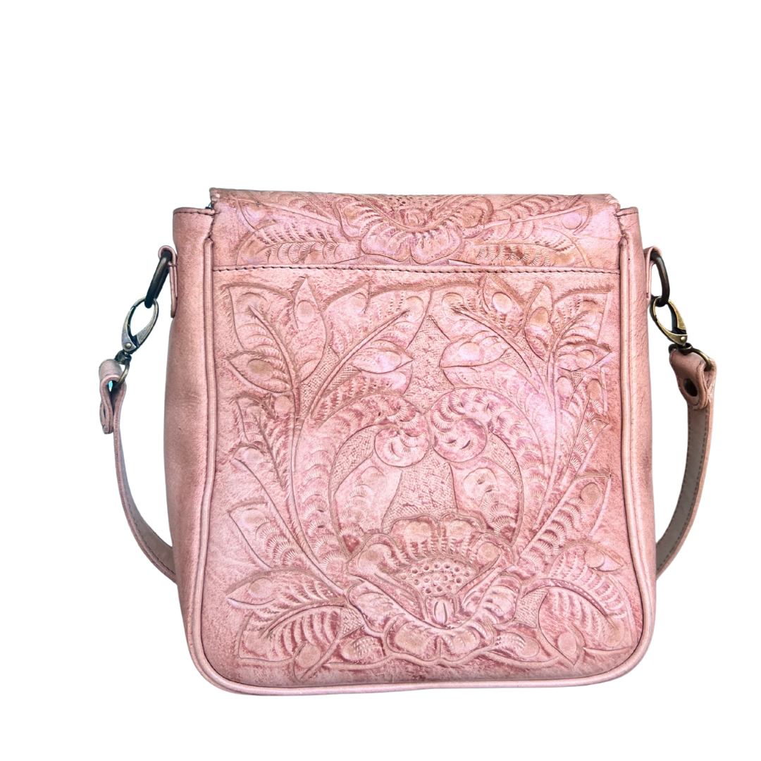 The Kimberly | Hand-Tooled Leather Messenger Bag
