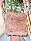 The Kimberly | Hand-Tooled Leather Messenger Bag
