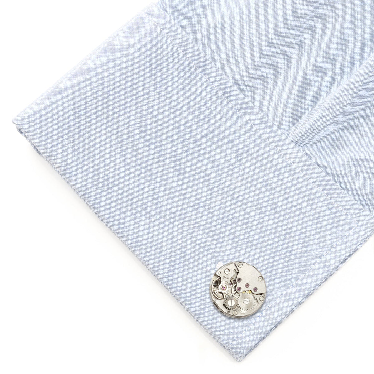 Stainless Steel Open Edge Skeleton Watch Movement Cufflinks