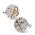 Stainless Steel Open Edge Skeleton Watch Movement Cufflinks