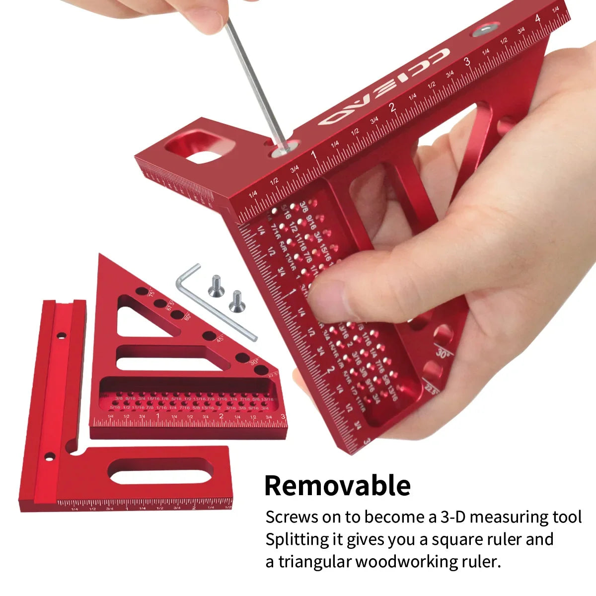 3D Multi-Angle Woodworking Square, 45° & 90°