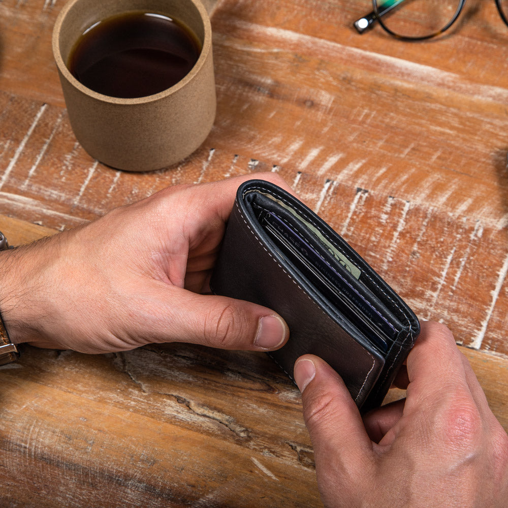 Large Billfold Wallet with RFID protection - Black